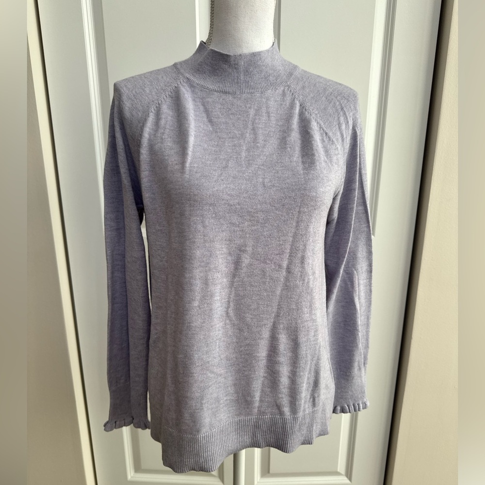 LOFT - Lavender Ruffled Mock Neck Sweater  (medium)